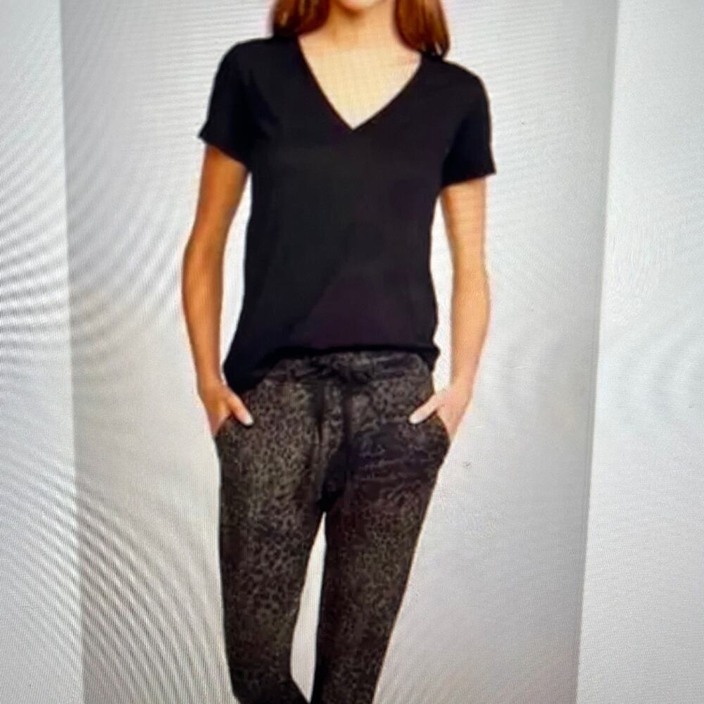 NWT SUNDRY ANTHROPOLOGIE Leopard Print Drawstring  Black Gray Joggers MSRP $110